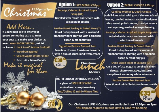 christmas lunch 2023 menu